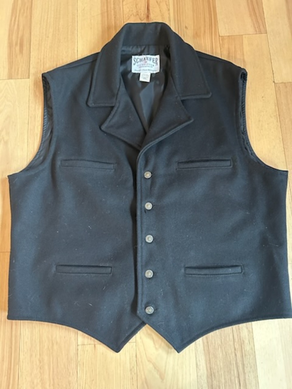 Schaefer Outfitters Black Wool Men's Button-Front Vest style 805 2xl